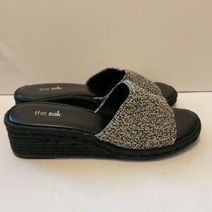 The Sak Women’s Sandals Brynna Espadrille Slip On 3” Wedge Mules Black Size 11